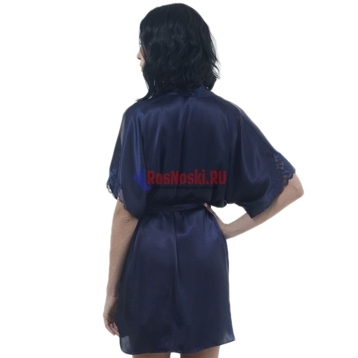 609 Халат женский FELISSE, полиэстер, однотонный, кружево на рукаве - фото 300353