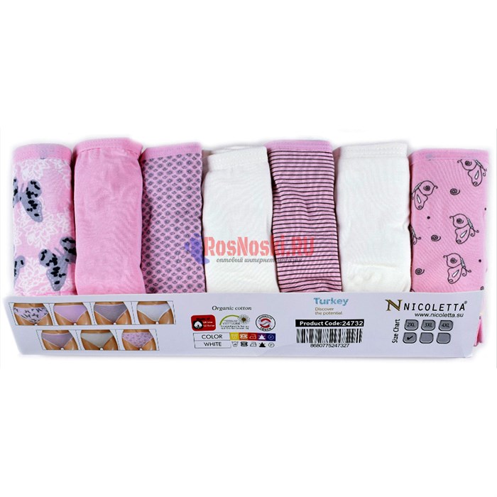 24732 Набор женских трусов NICOLETTA, слипы, хлопок, с рисунком, неделька - фото 381869