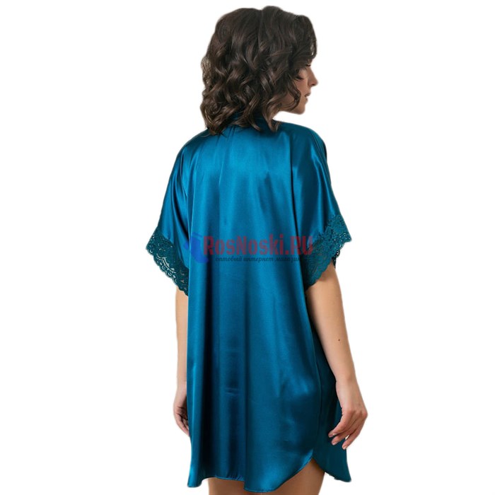 619 Халат женский FELISSE, атласный, однотонный, кружево на рукаве - фото 400830