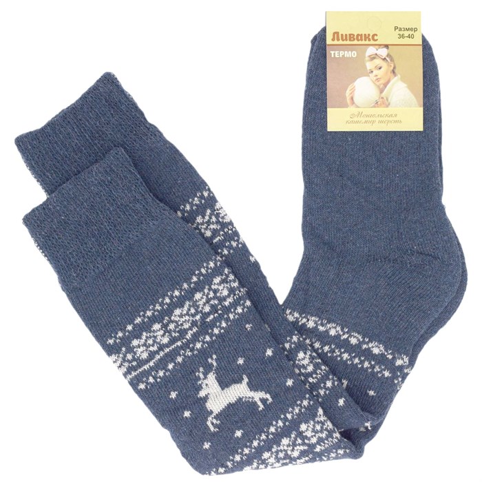 КАШ-1 Гольфы женские ЛИВАКС, шерсть, махровые, с рисунком - фото 756596