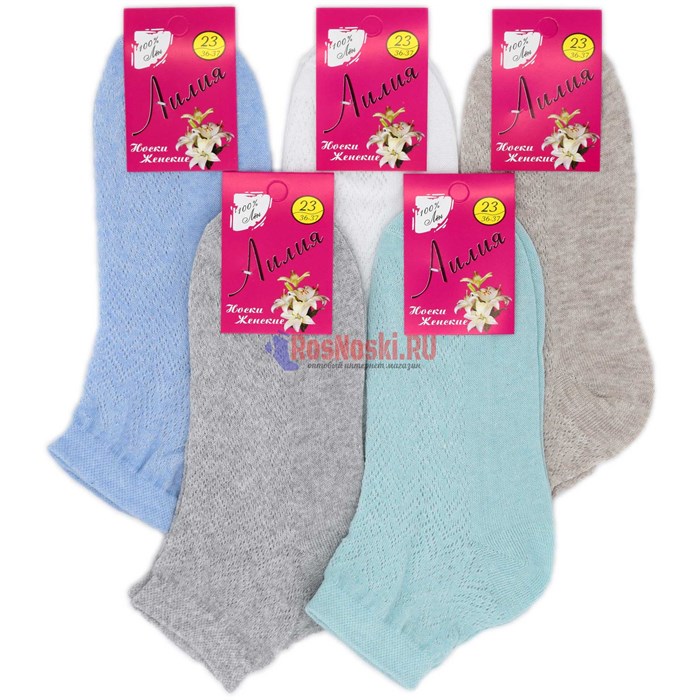 В 05 Носки женские ТИЛИ, лён, с рисунком - фото 760257