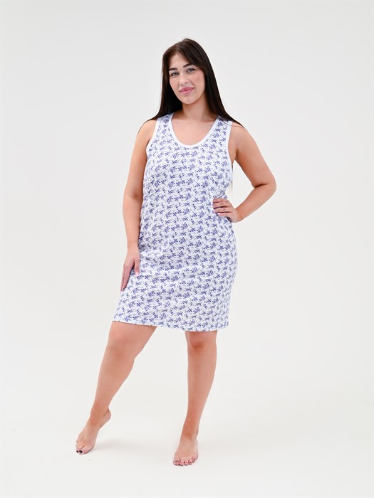 Сорочка женская АМТЕКС, бабушкина ночная майка, хлопок (хб - 100%), в цветочек - фото 778774