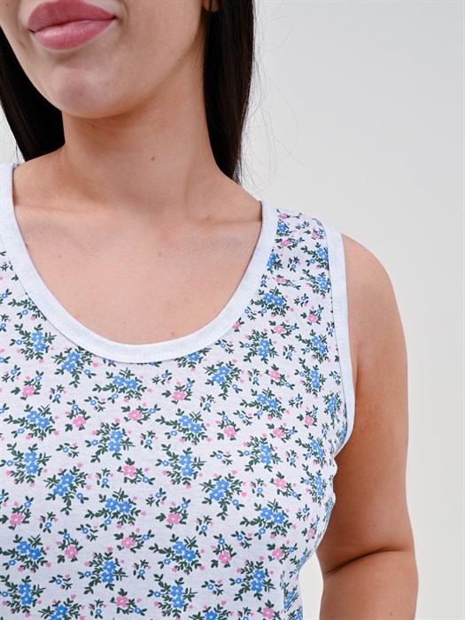 Сорочка женская АМТЕКС, бабушкина майка, хлопок (хб - 100%), в цветочек, великан - фото 778786