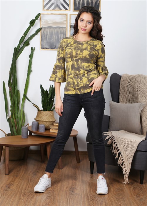 201ХВ 2507 Джемпер женский КРАСНАЯ ВЕТКА, вискоза, с воланом и принтом - фото 783356