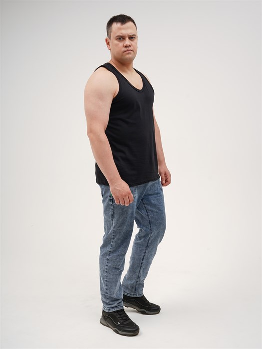 Майка мужская АМТЕКС, хлопок (хб - 100%), однотонная, тонкие лямки, великан - фото 785639