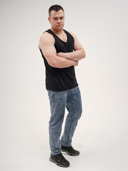 Майка мужская АМТЕКС, хлопок (хб - 100%), однотонная, тонкие лямки, великан - фото 785640