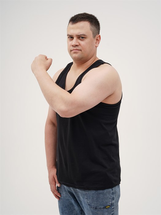 Майка мужская АМТЕКС, хлопок (хб - 100%), однотонная, тонкие лямки, великан - фото 785645