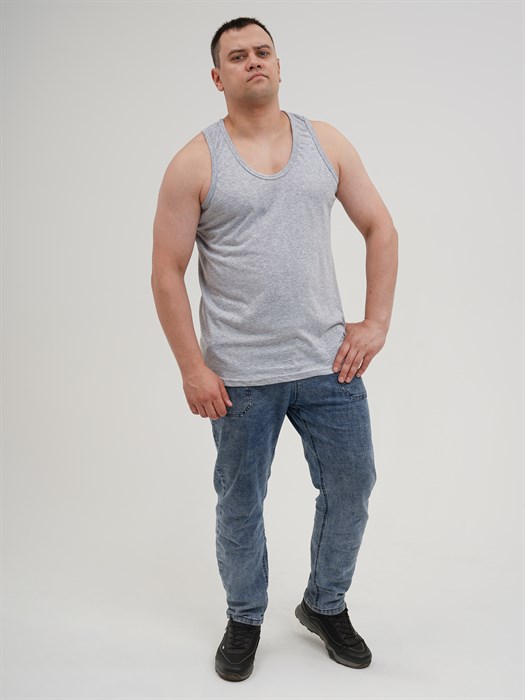 Майка мужская АМТЕКС, хлопок (хб - 100%), однотонная, тонкие лямки, великан - фото 785655