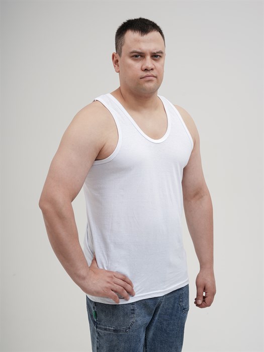 Майка мужская АМТЕКС, хлопок (хб - 100%), однотонная, тонкие лямки, великан - фото 785667