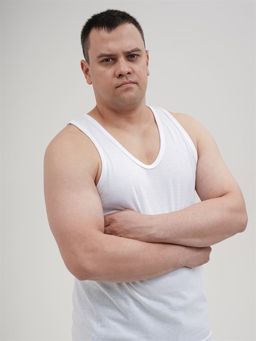 Майка мужская АМТЕКС, хлопок (хб - 100%), однотонная, тонкие лямки, великан - фото 785673