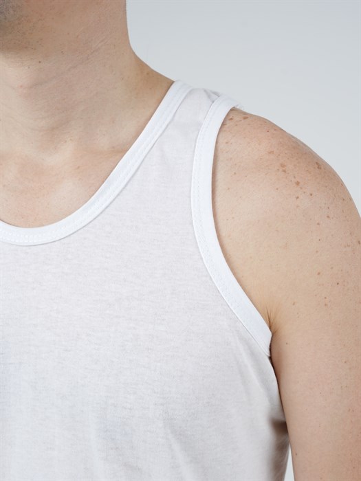 Майка мужская АМТЕКС, хлопок (хб - 100%), однотонная, тонкие лямки - фото 785737