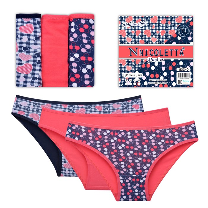 83240 Набор женских трусов NICOLETTA, слипы, хлопок, с рисунком - фото 786869