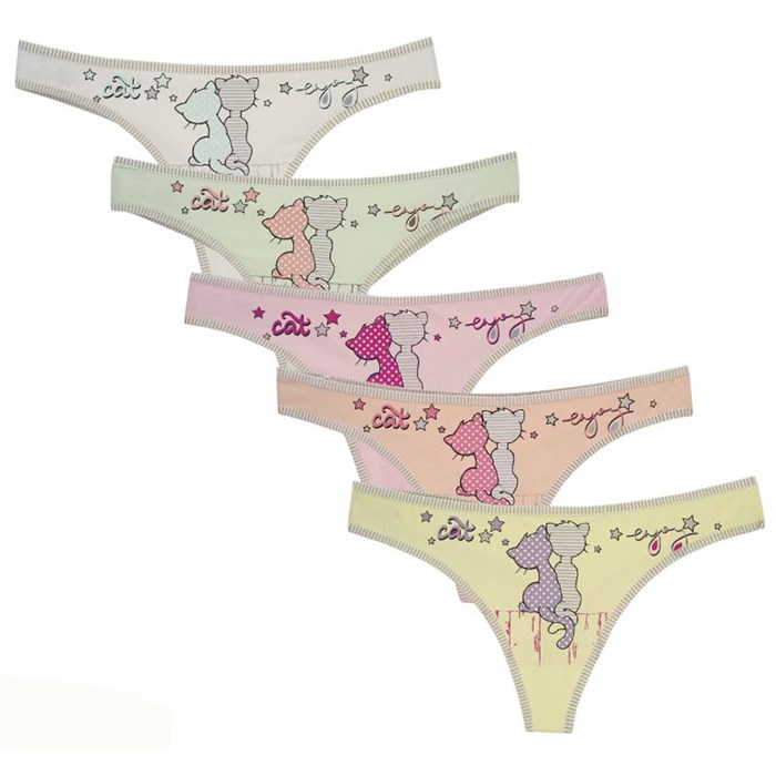 198358 Комплект женских трусов NICOLETTA, стринги, хлопок, с рисунком - фото 786870