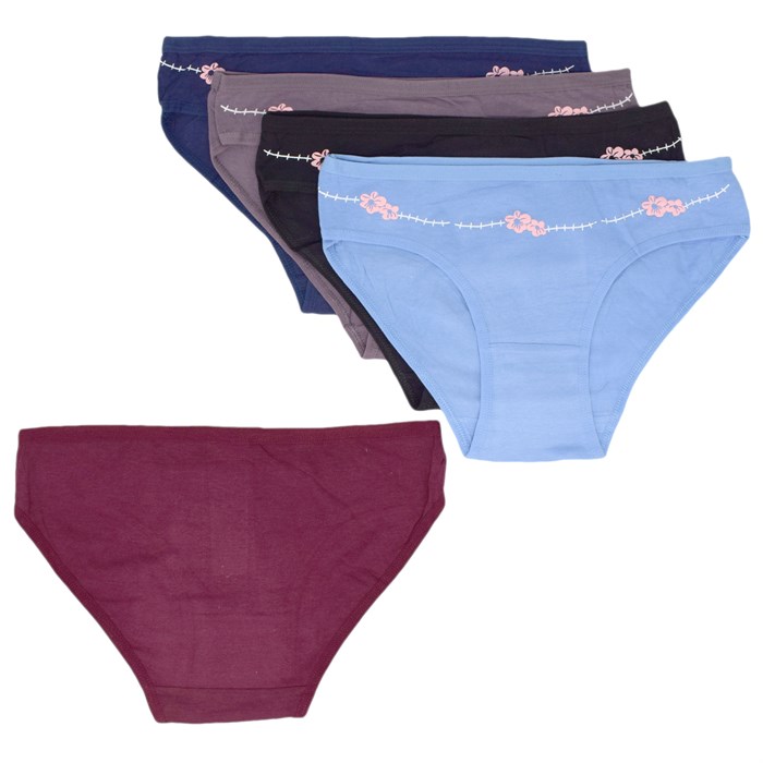 1883 Комплект женских трусов, слипы, хлопок, с рисунком - фото 787018