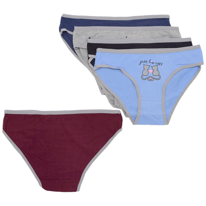 2387 Комплект женских трусов, слипы, хлопок, с рисунком - фото 787061