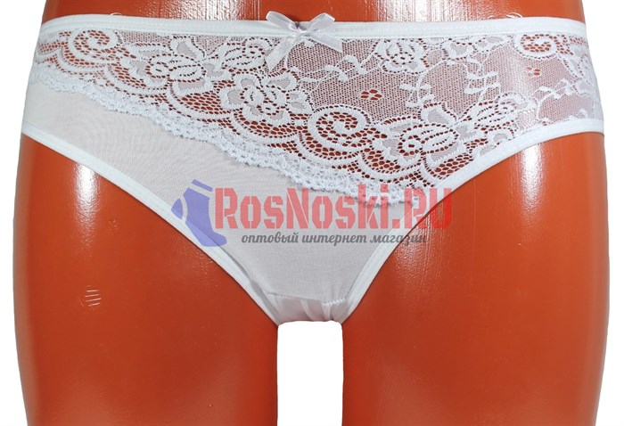 63214 Комплект женских трусов NICOLETTA, слипы, хлопок, с кружевной вставкой - фото 787254
