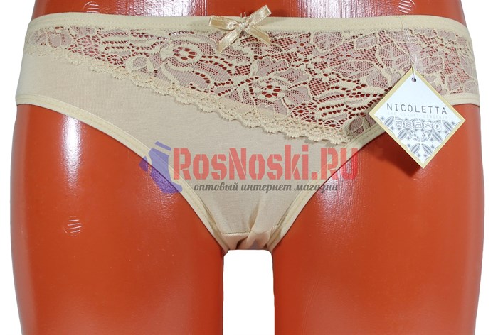 63214 Комплект женских трусов NICOLETTA, слипы, хлопок, с кружевной вставкой - фото 787256