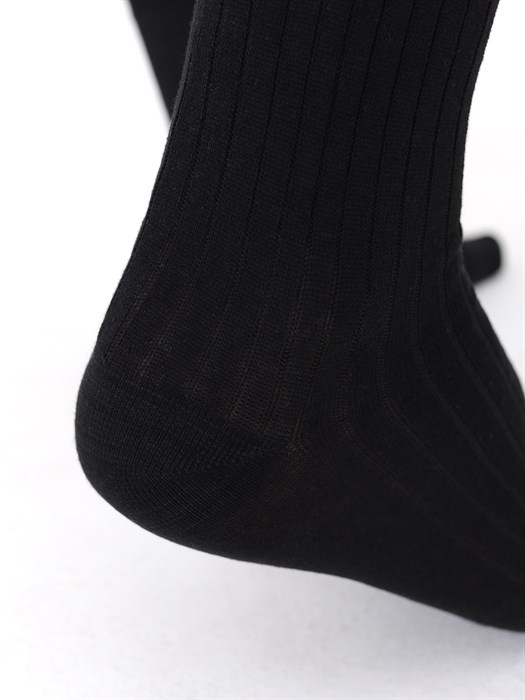 M-10 Носки мужские КАРАВАН, бамбук, чёрные, однотонные, в рубчик - фото 787352