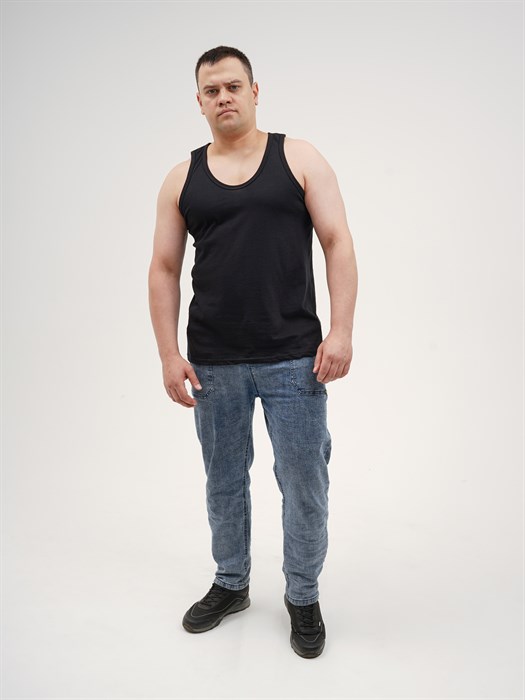 Майка мужская АМТЕКС, хлопок (хб - 100%), однотонная, тонкие лямки, великан - фото 787616