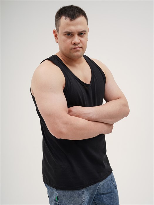 Майка мужская АМТЕКС, хлопок (хб - 100%), однотонная, тонкие лямки, великан - фото 787621