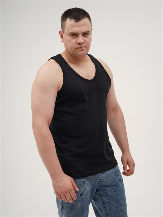 Майка мужская АМТЕКС, хлопок (хб - 100%), однотонная, тонкие лямки, великан - фото 787622
