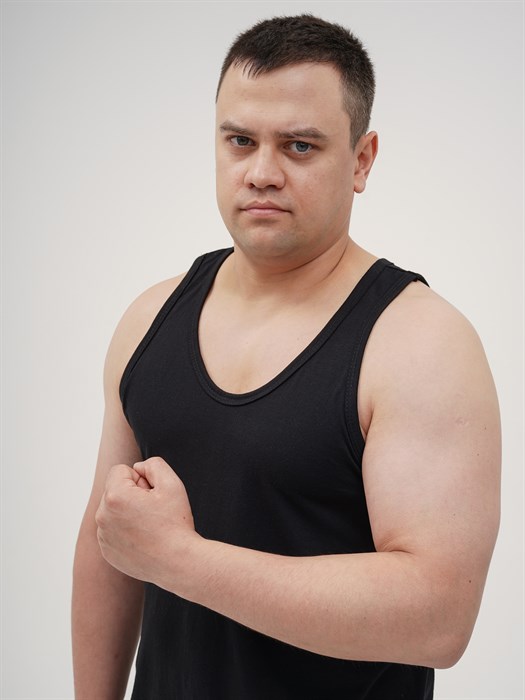 Майка мужская АМТЕКС, хлопок (хб - 100%), однотонная, тонкие лямки, великан - фото 787626