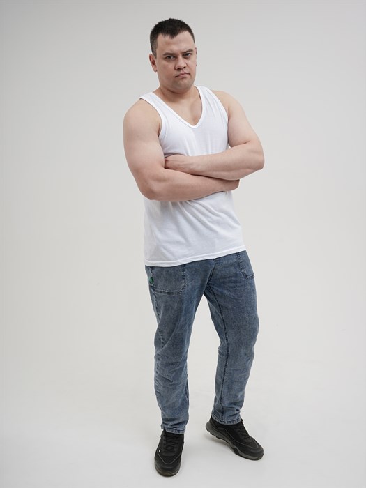 Майка мужская АМТЕКС, хлопок (хб - 100%), однотонная, тонкие лямки, великан - фото 787636