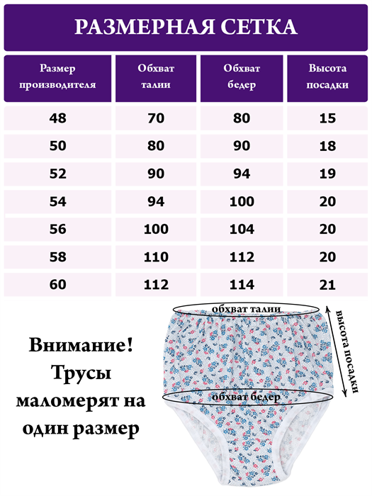 Трусы женские АМТЕКС, хлопок (хб - 100%), кулирка, в цветочек - фото 787711