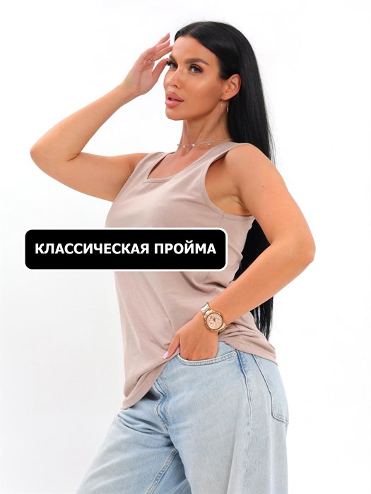 Майка женская "ТОН", хлопок (хб - 100%), широкая бретелька, однотонная. - фото 788248