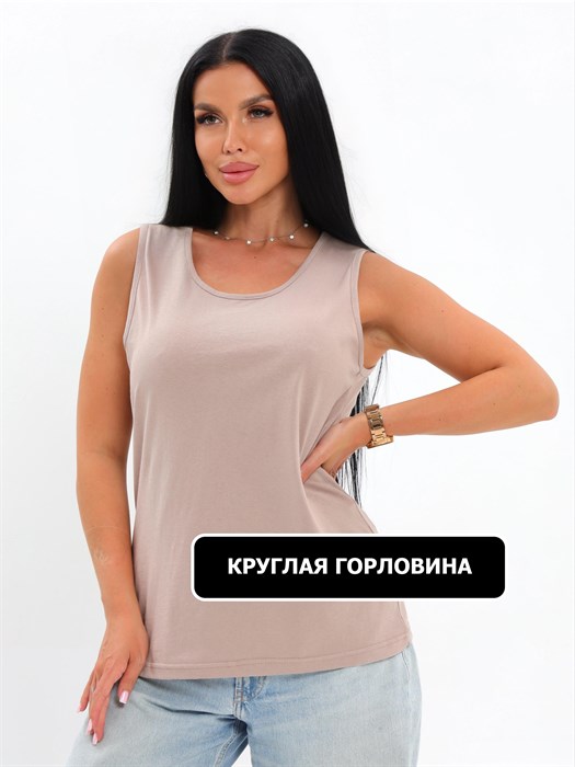 Майка женская "ТОН", хлопок (хб - 100%), широкая бретелька, однотонная. - фото 788251