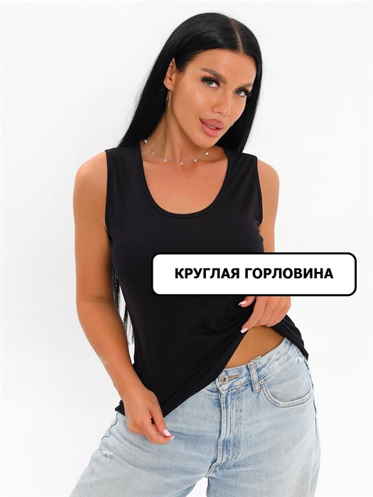 Майка женская "ТОН", хлопок (хб - 100%), широкая бретелька, однотонная. - фото 788252