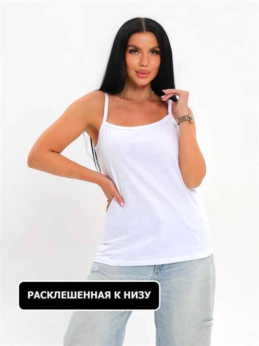 Майка женская "АНЮТА", хлопок (хб - 100%), тонкая бретелька, однотонная - фото 788268