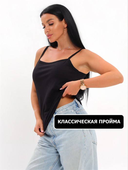 Майка женская "АНЮТА", хлопок (хб - 100%), тонкая бретелька, однотонная - фото 788269