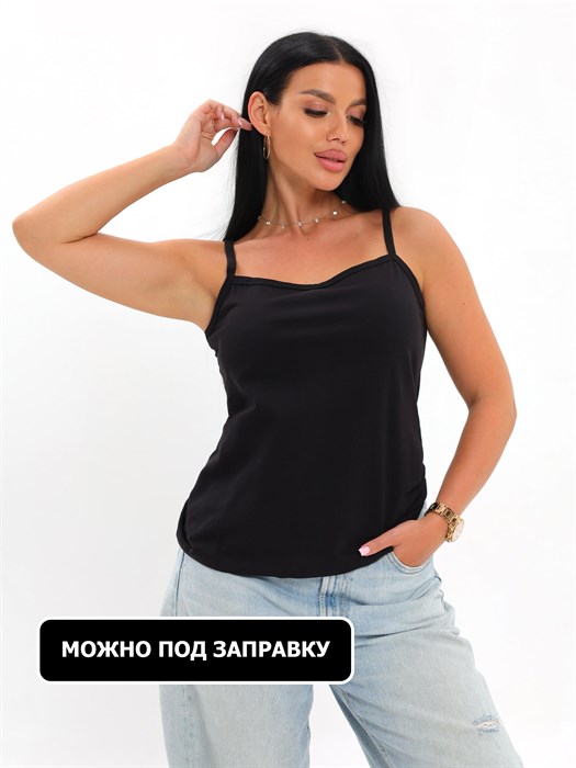 Майка женская "АНЮТА", хлопок (хб - 100%), тонкая бретелька, однотонная - фото 788275