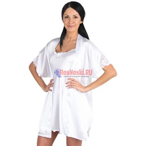 609 Халат женский FELISSE, полиэстер, однотонный, кружево на рукаве