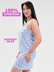 Сорочка женская АМТЕКС, бабушкина ночная майка, хлопок (хб - 100%), в цветочек