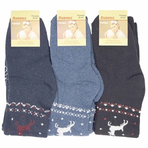 КАШ-1 Гольфы женские ЛИВАКС, шерсть, махровые, с рисунком