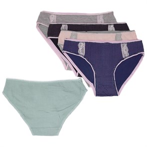 1587 Комплект женских трусов, слипы, хлопок, с рисунком
