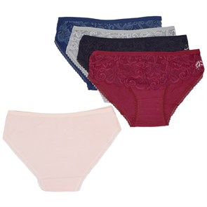 6909 Комплект женских трусов, слипы, хлопок, с кружевом, однотонные