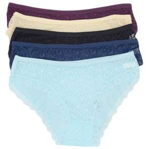 Т2101 Комплект женских трусов, слипы, хлопок, с кружевом, однотонные