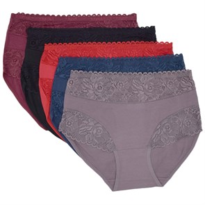 Т8511 Комплект женских трусов, слипы, хлопок, с кружевом