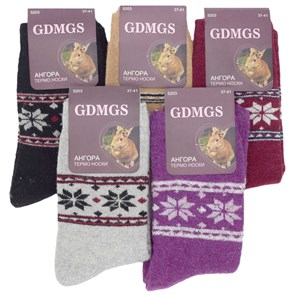 5203 Носки женские GDMGS, ангора, махра внутри, с рисунком