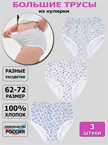 Трусы женские АМТЕКС, хлопок (хб - 100%), кулирка, в цветочек, великан