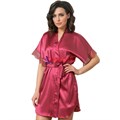 619 Халат женский FELISSE, атласный, однотонный, кружево на рукаве - фото 400803