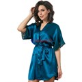 619 Халат женский FELISSE, атласный, однотонный, кружево на рукаве - фото 400828